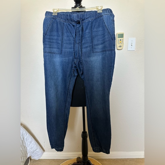 Jean Joggers for Women Denim Ripped Loose High Waisted Stretch Drawstring. Sz 10 - Picture 9 of 11
